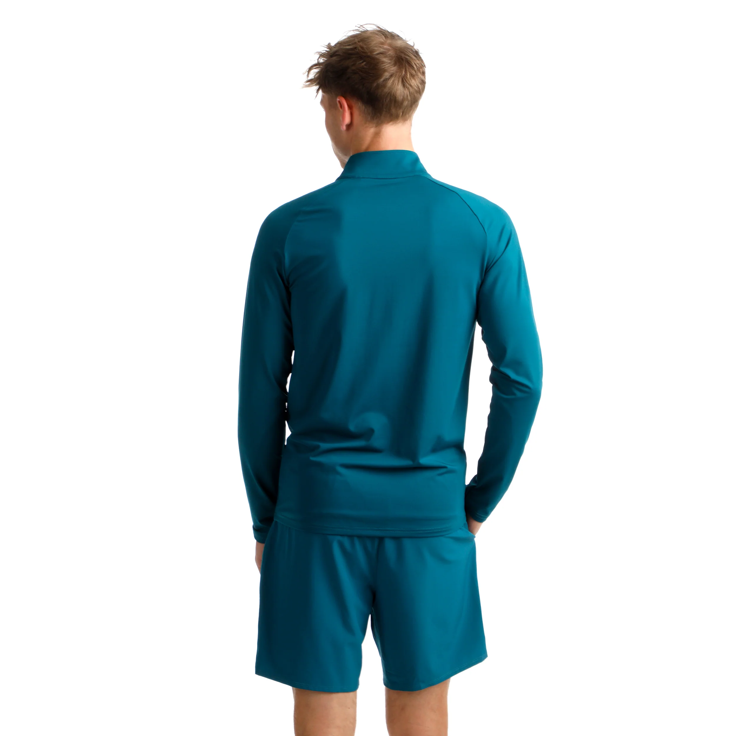 Create Big Serve 1/4 Zip Haut Manches Longues Hommes-Bleu Petrol, Blanc - Image 6