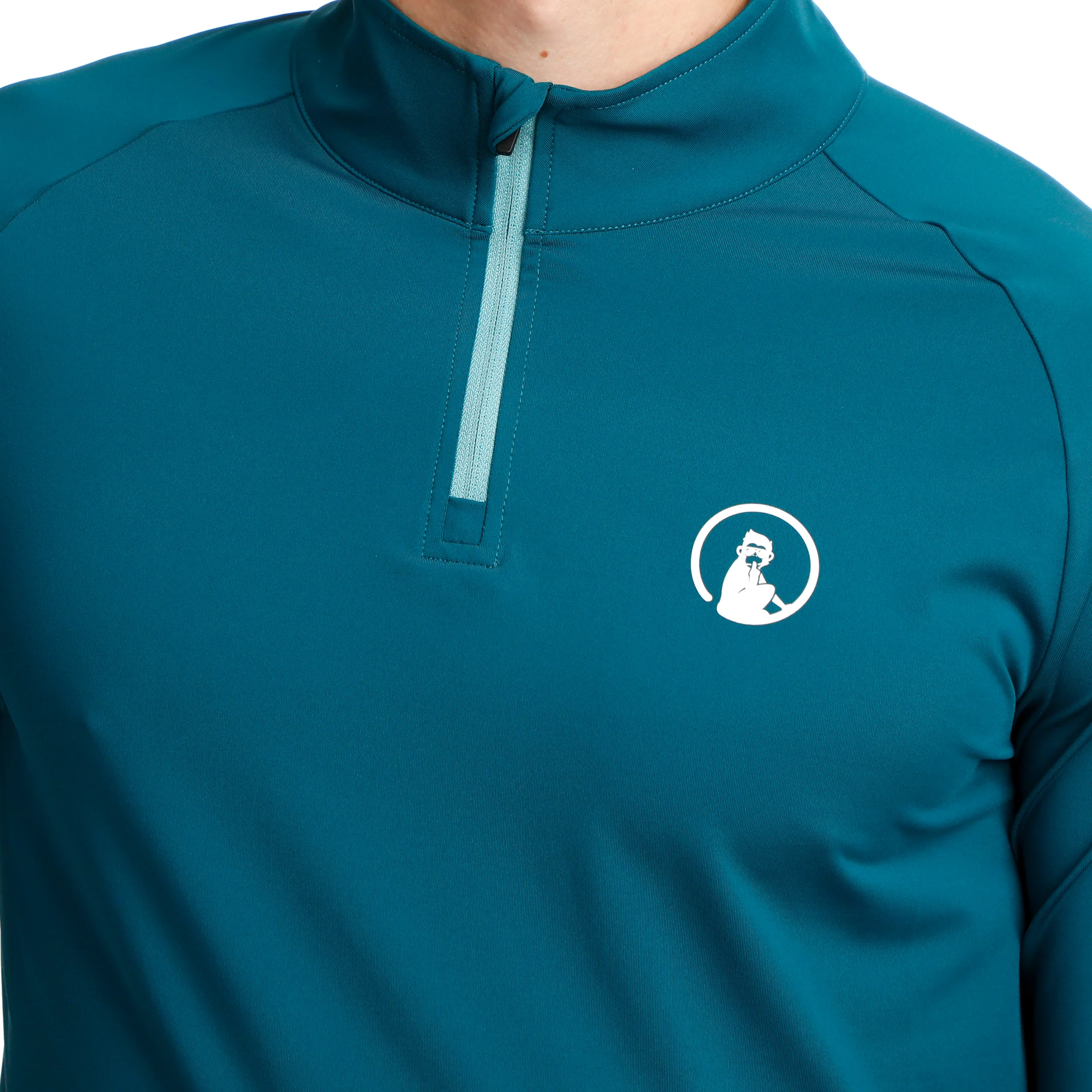 Create Big Serve 1/4 Zip Haut Manches Longues Hommes-Bleu Petrol, Blanc - Image 7