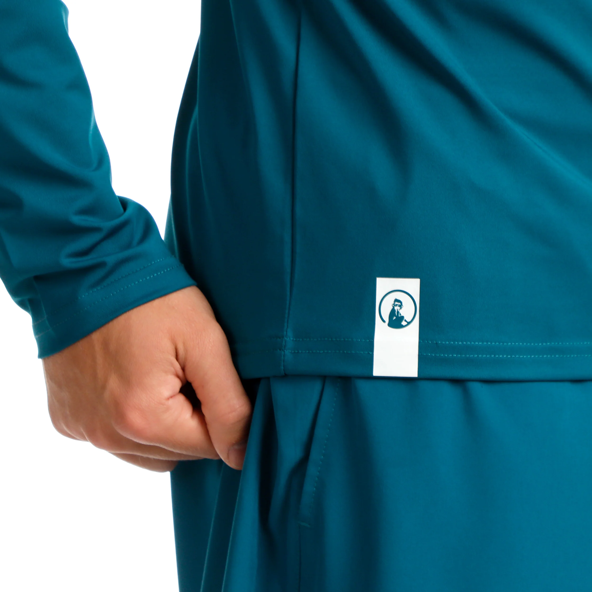 Create Big Serve 1/4 Zip Haut Manches Longues Hommes-Bleu Petrol, Blanc - Image 9