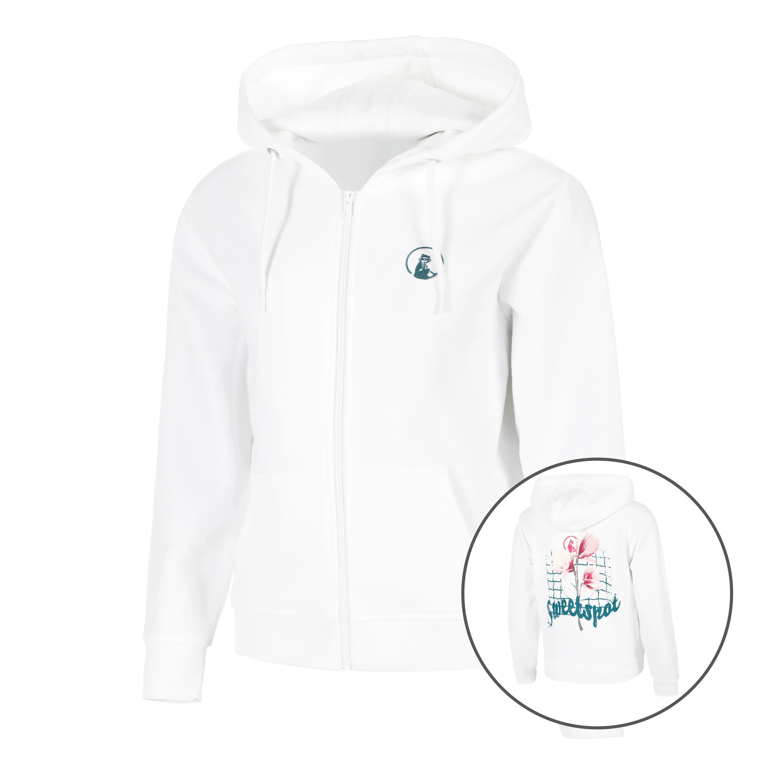Create Flower Zip Gilet En Coton Femmes-Blanc,Multicouleur