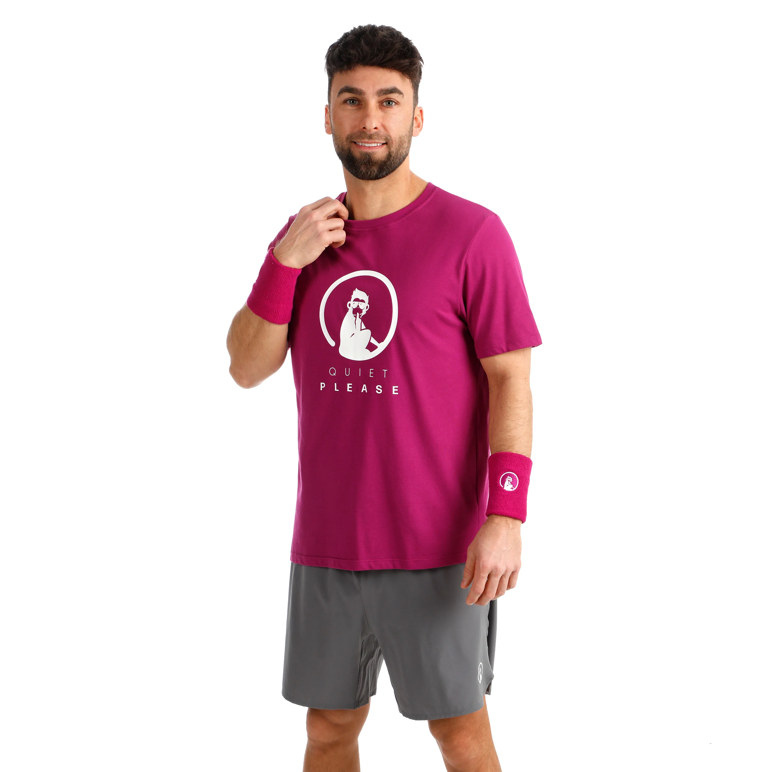 Trainings T-shirt Hommes-berry, blanc - Image 5