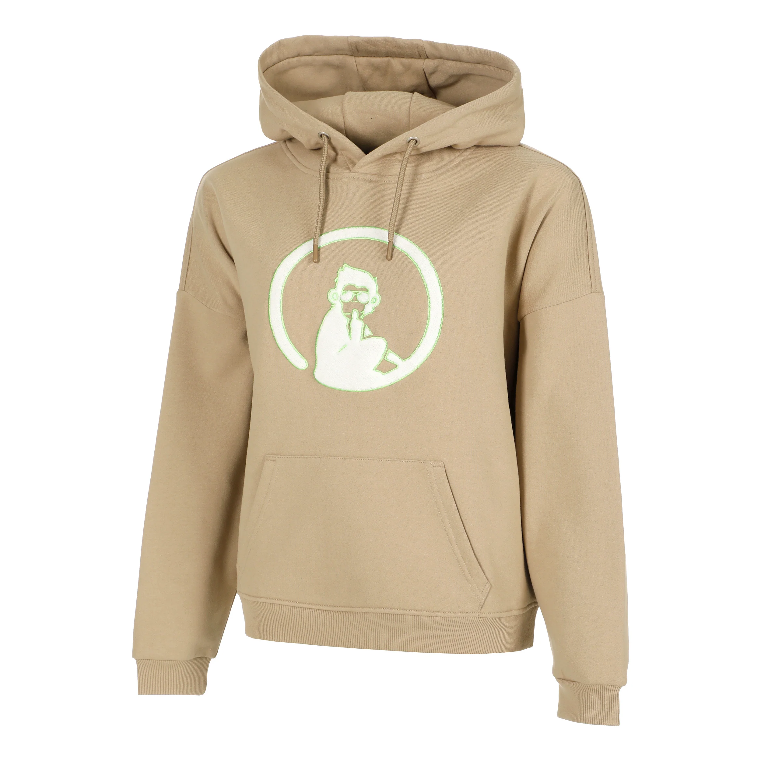 Wild Oversize Embroided Sweat À Capuche Femmes-Beige,Vert Fluo