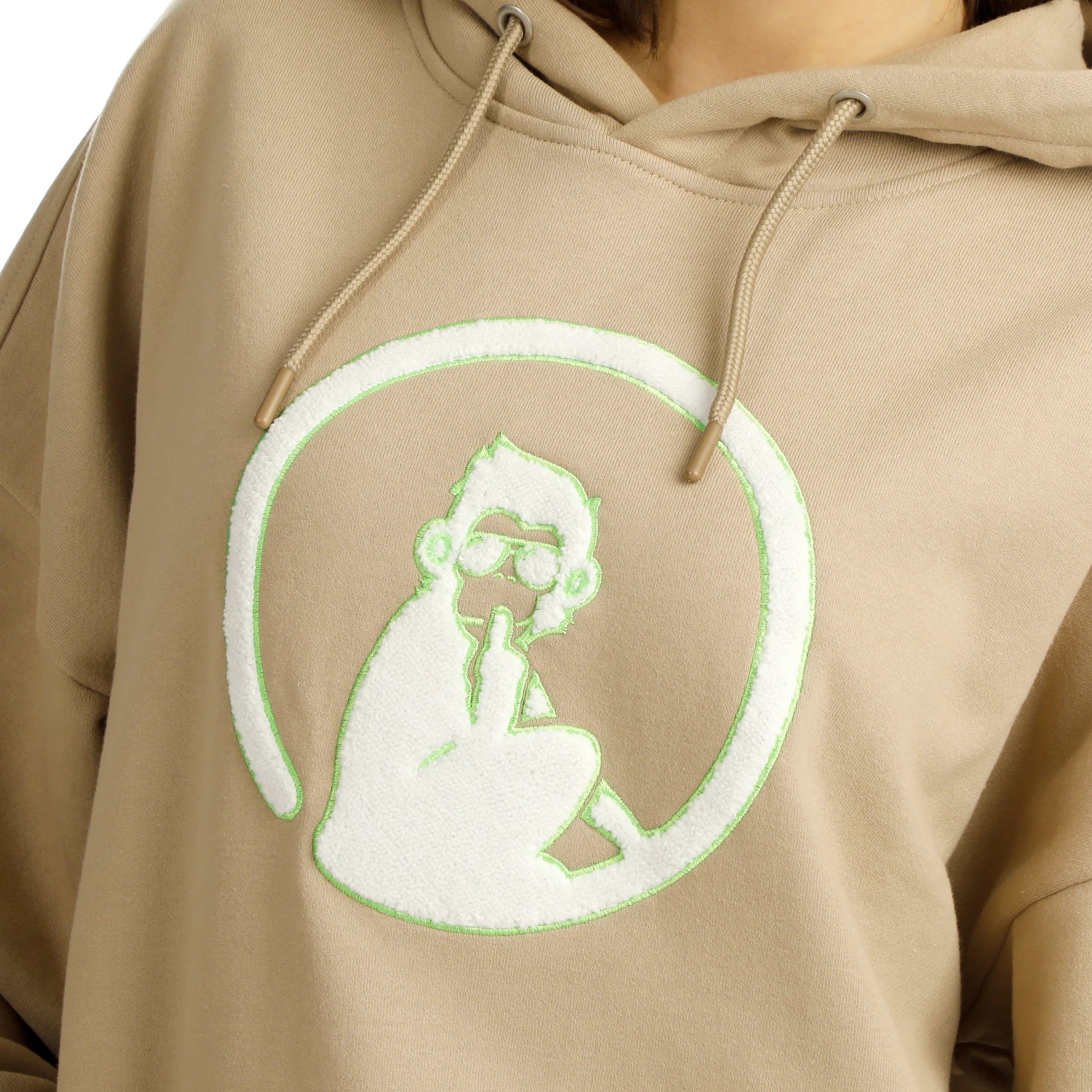 Wild Oversize Embroided Sweat À Capuche Femmes-Beige,Vert Fluo - Image 7