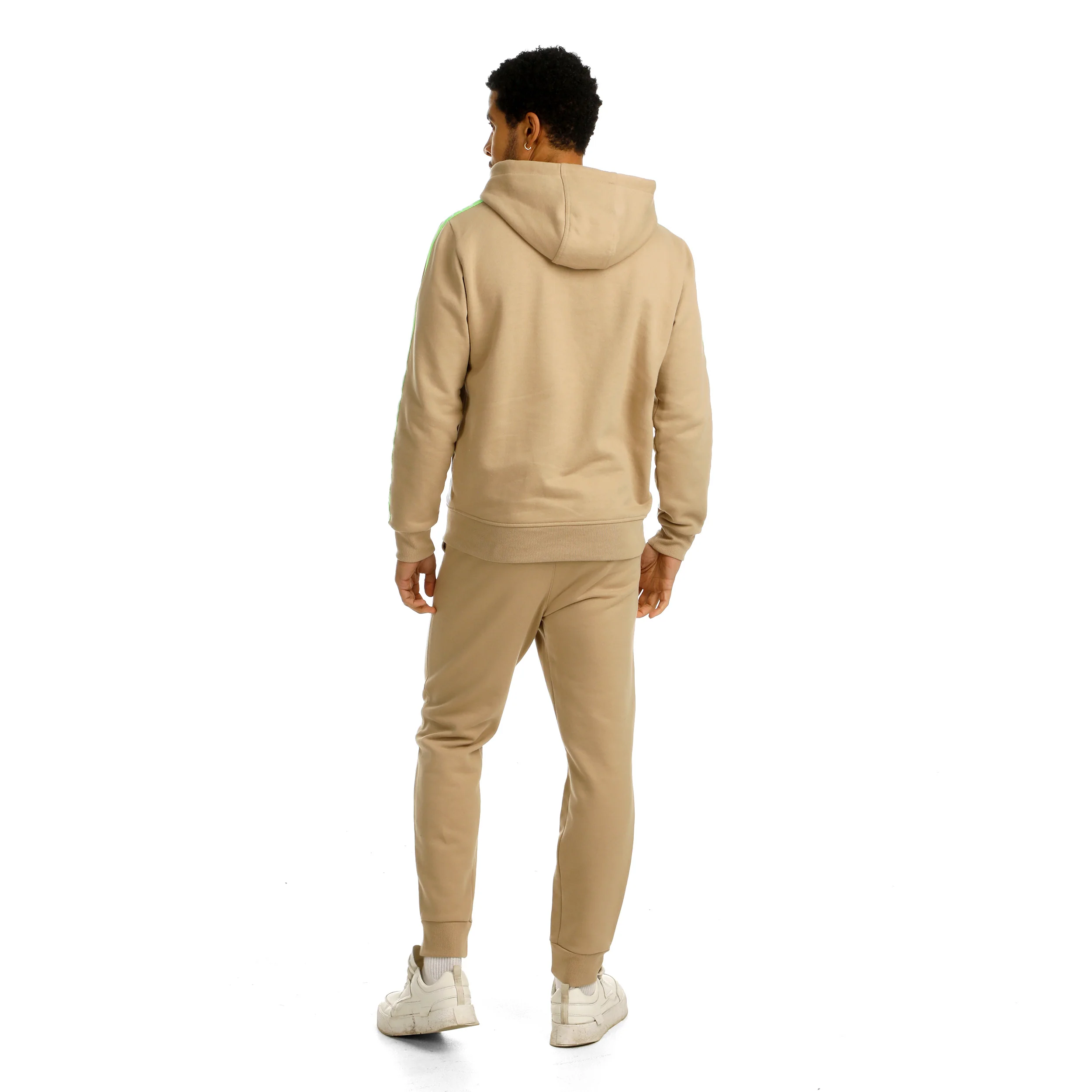 Wild Taped Zip Gilet En Coton Hommes-Beige,Vert Fluo - Image 7