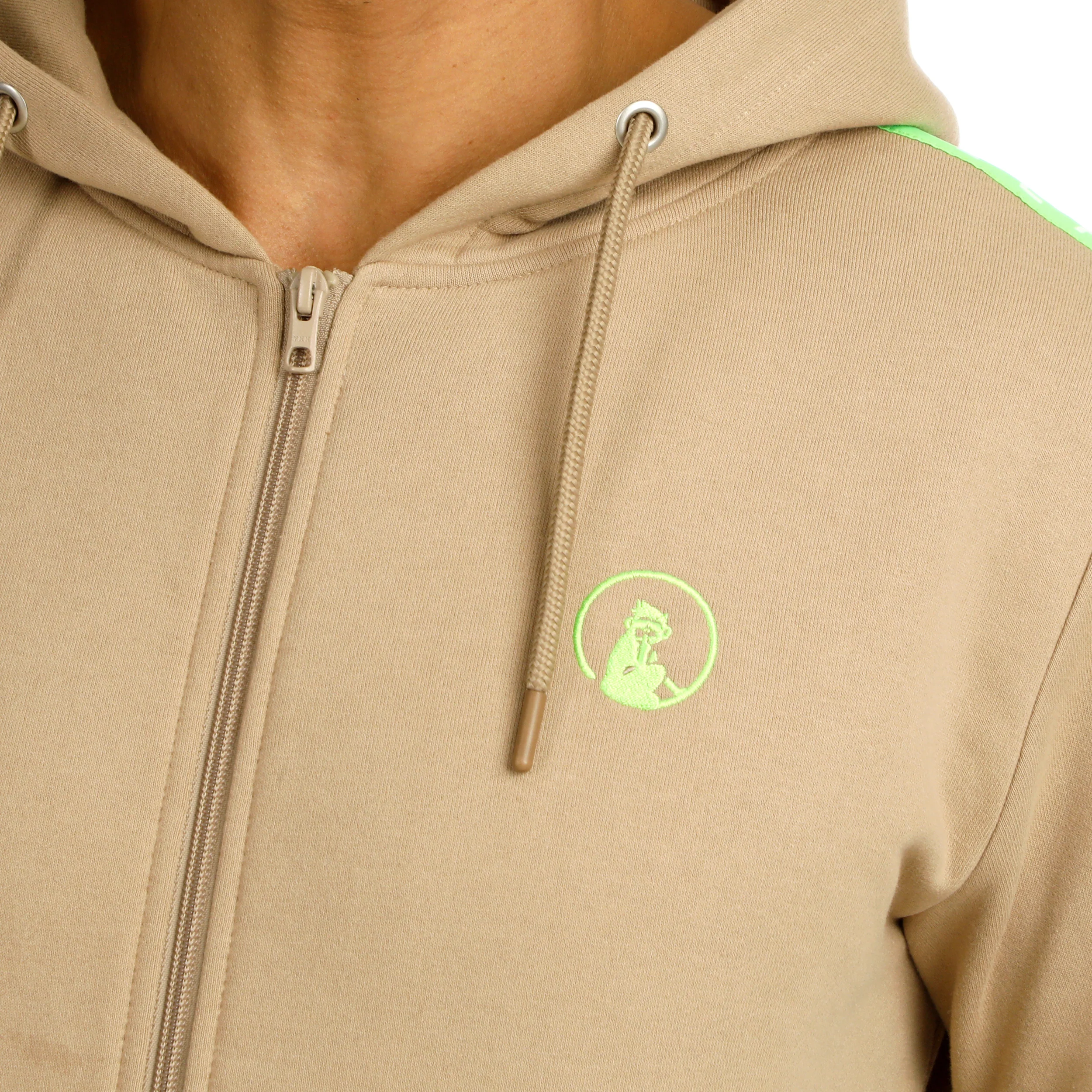 Wild Taped Zip Gilet En Coton Hommes-Beige,Vert Fluo - Image 8