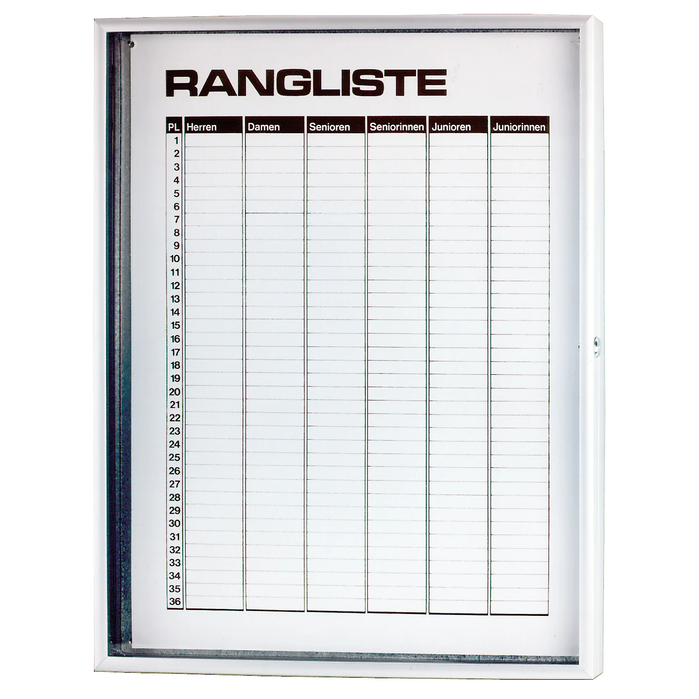 Ranglisten-Magnettafel 6 Ränge Mit Scheibe, Abschließbar Classement-Blanc