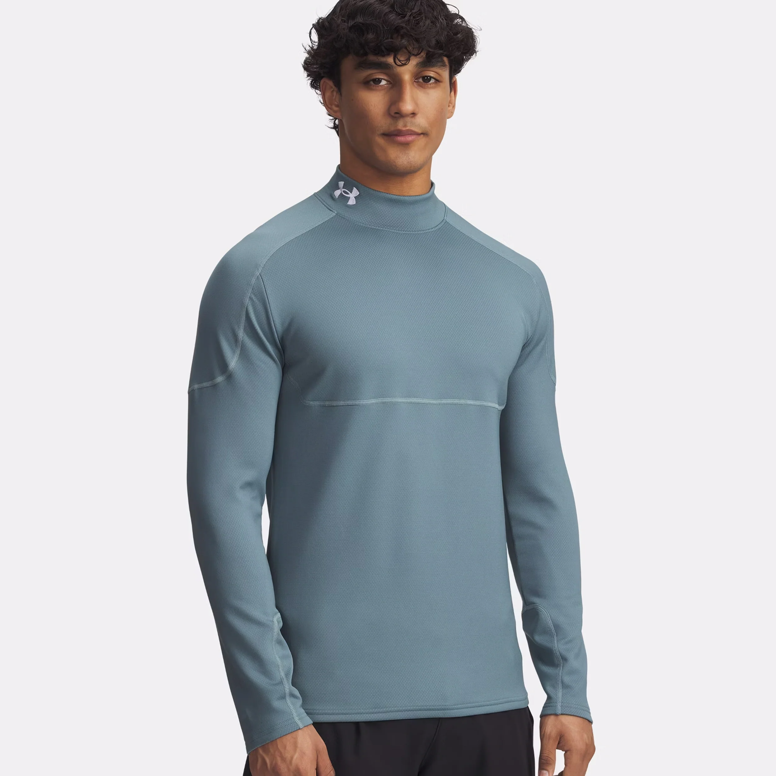 Cold Weather Grid Haut Manches Longues Hommes-Bleu Gris