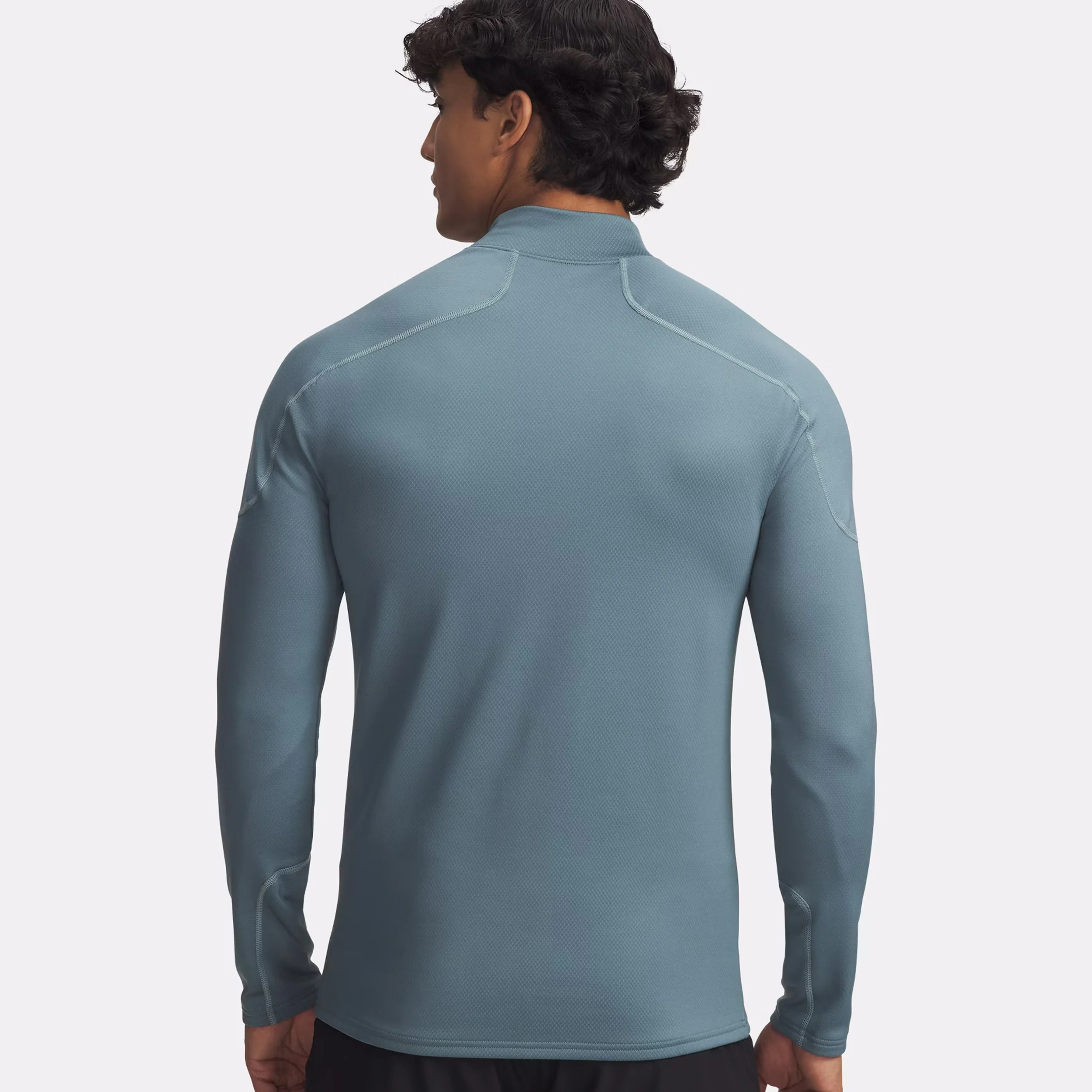 Cold Weather Grid Haut Manches Longues Hommes-Bleu Gris - Image 3
