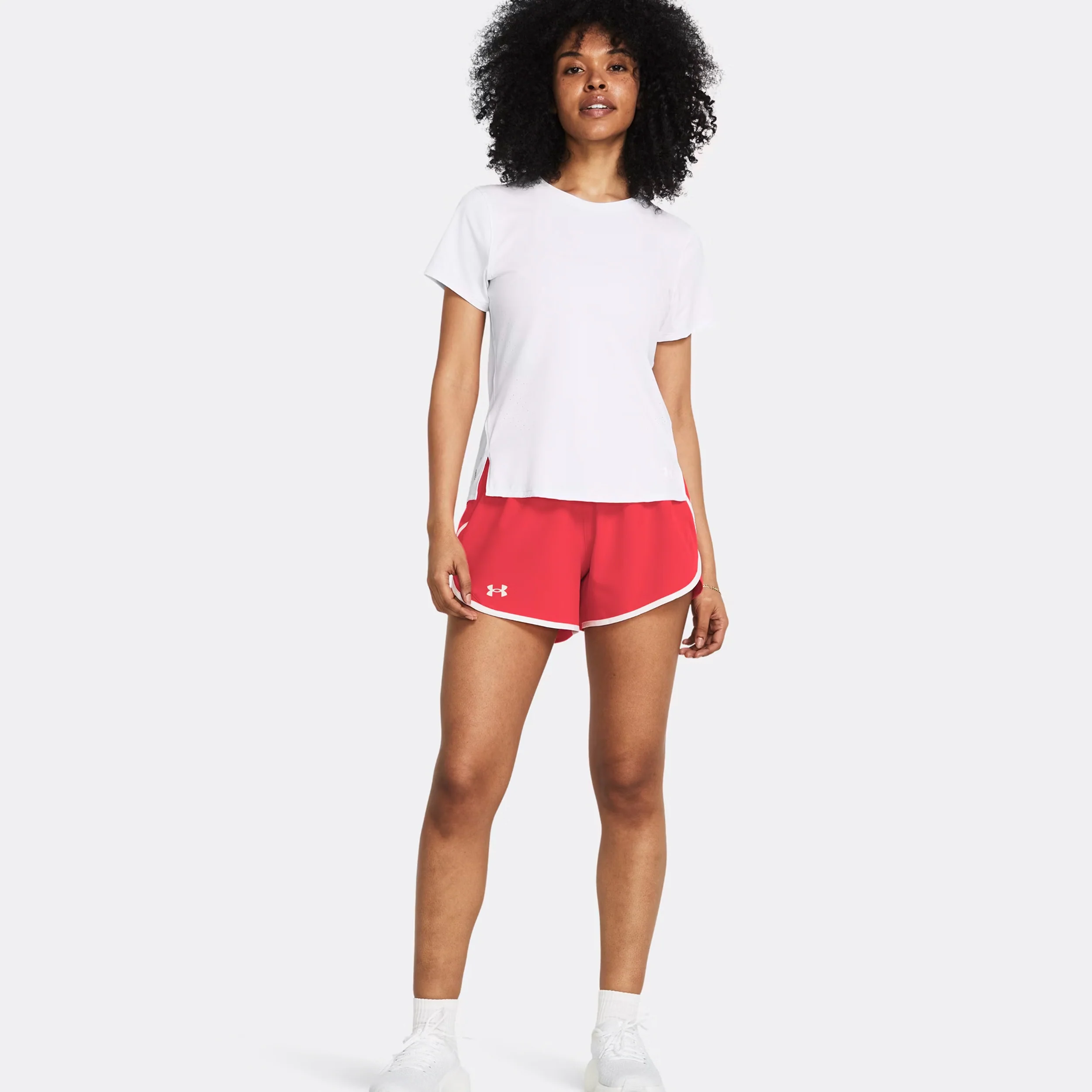 Fly By 3in Short de running Femmes - rouge, blanc - Image 5