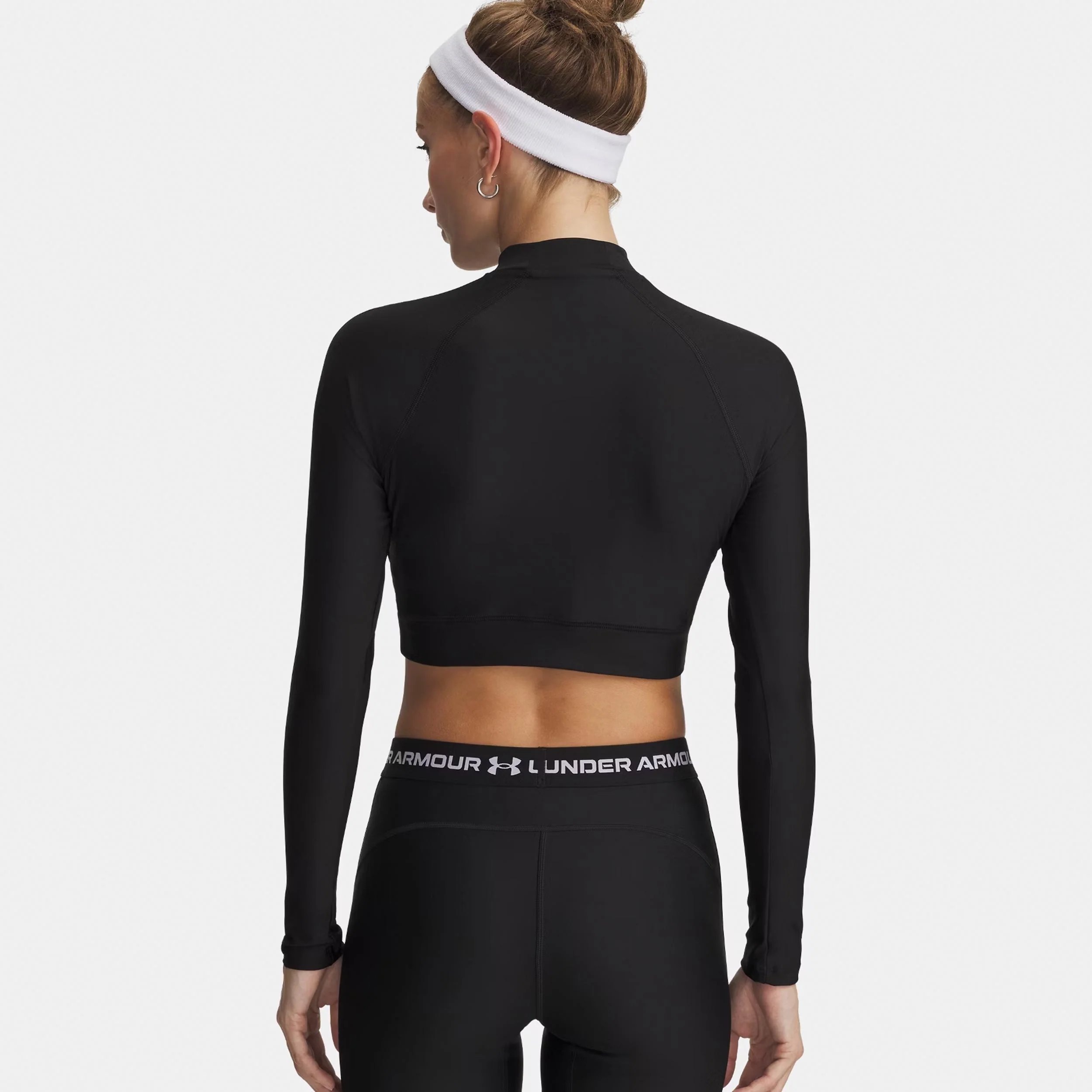 HeatGear Crop Mock Haut manches longues Femmes-noir, blanc - Image 2