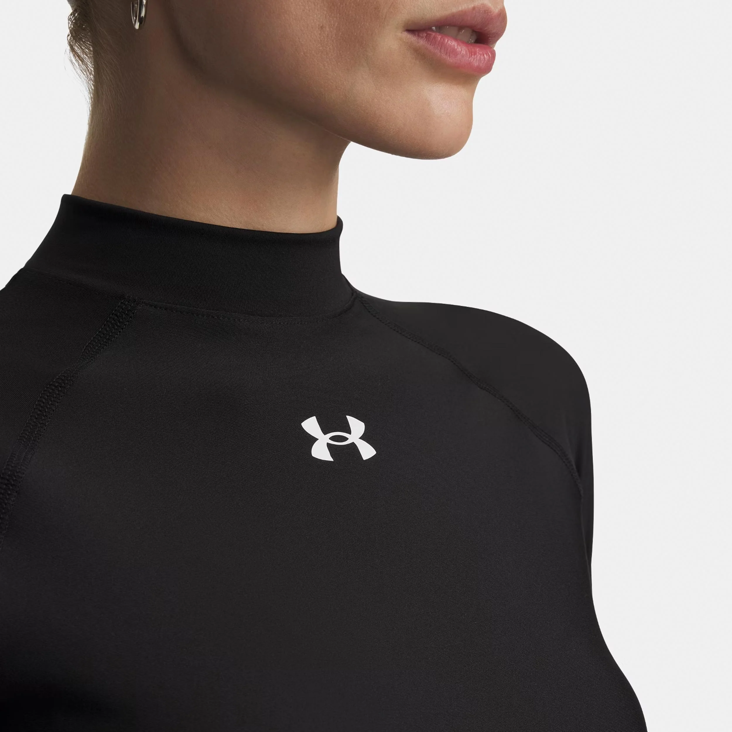 HeatGear Crop Mock Haut manches longues Femmes-noir, blanc - Image 3