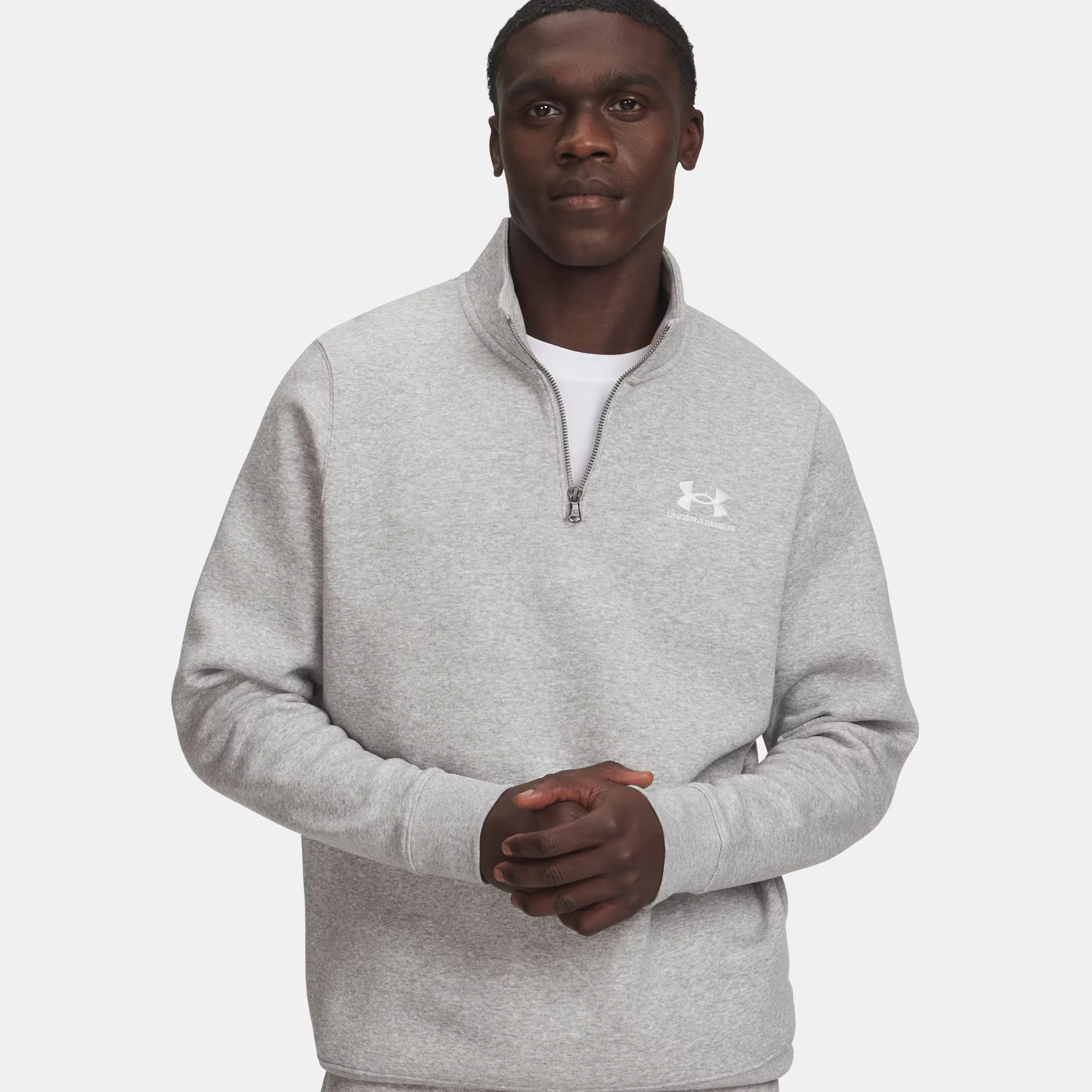 Icon Fleece 1/4 Zip Sweat-shirt Hommes - gris, blanc