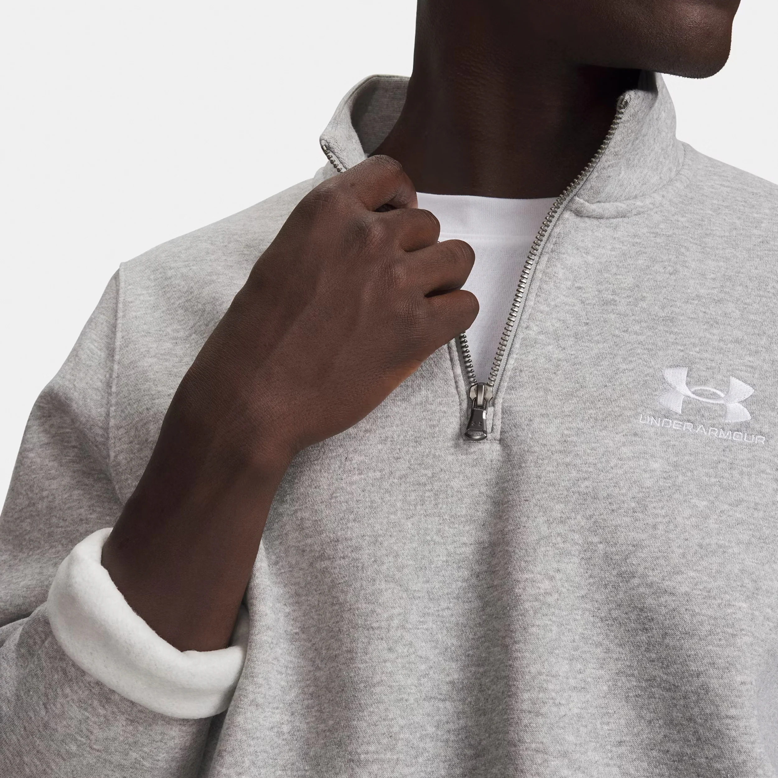 Icon Fleece 1/4 Zip Sweat-shirt Hommes - gris, blanc - Image 3