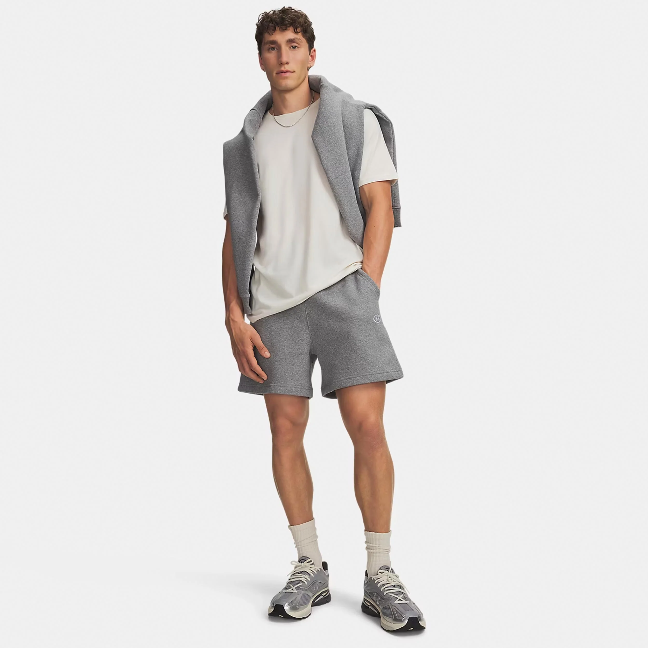 Rival Fleece Shorts Hommes - gris, blanc - Image 3