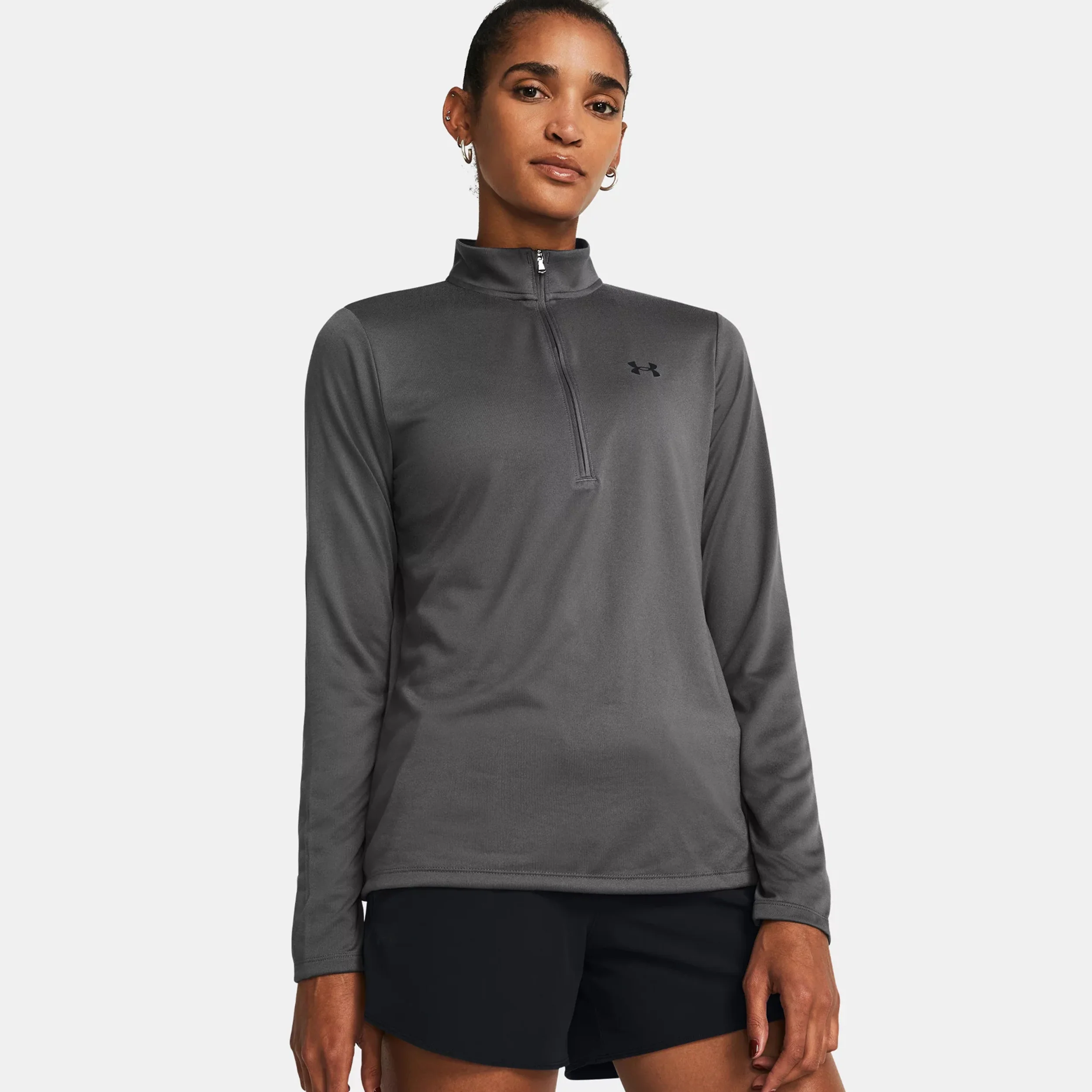 Tech 1/2 Zip Haut Manches Longues Femmes-Gris - Image 3