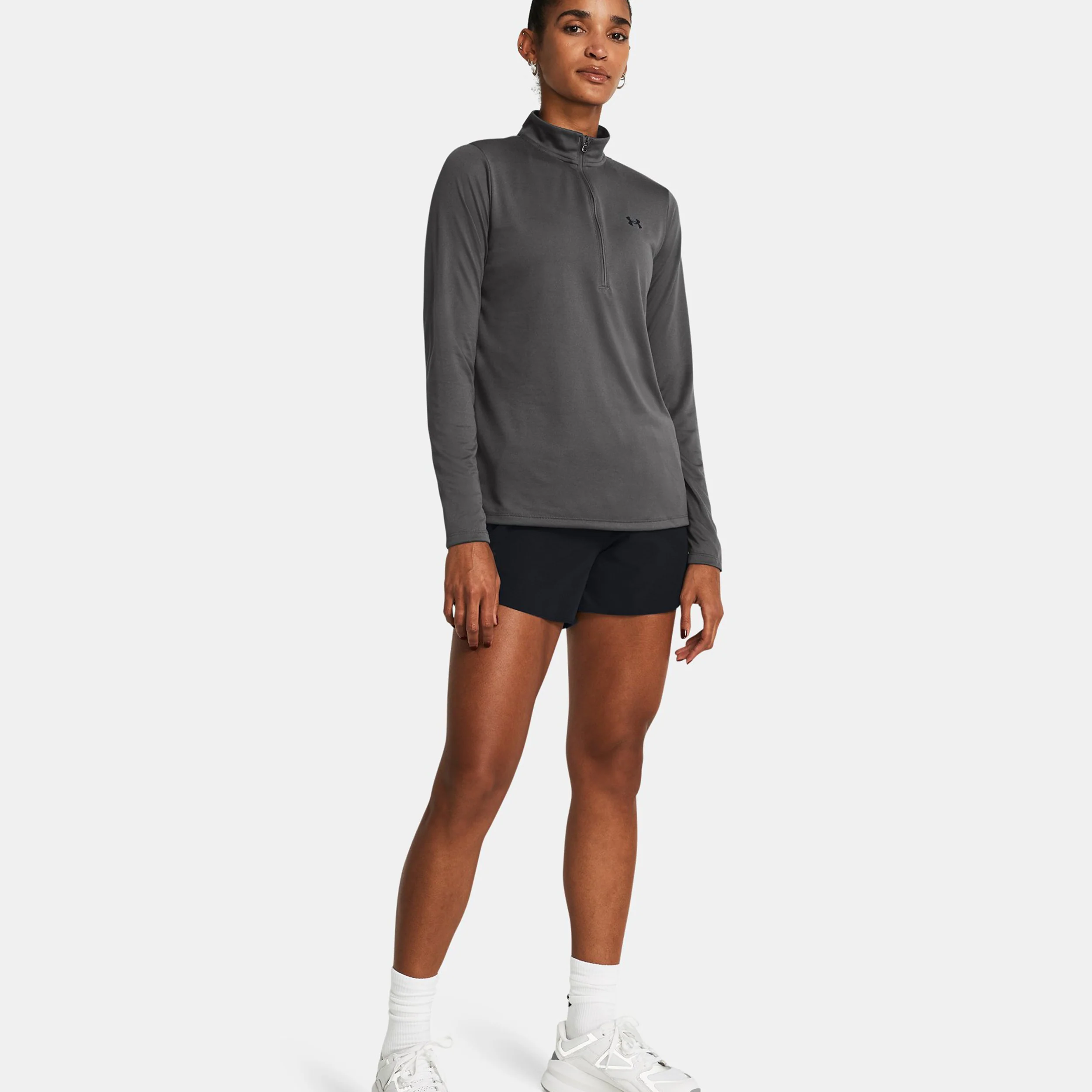 Tech 1/2 Zip Haut Manches Longues Femmes-Gris - Image 5