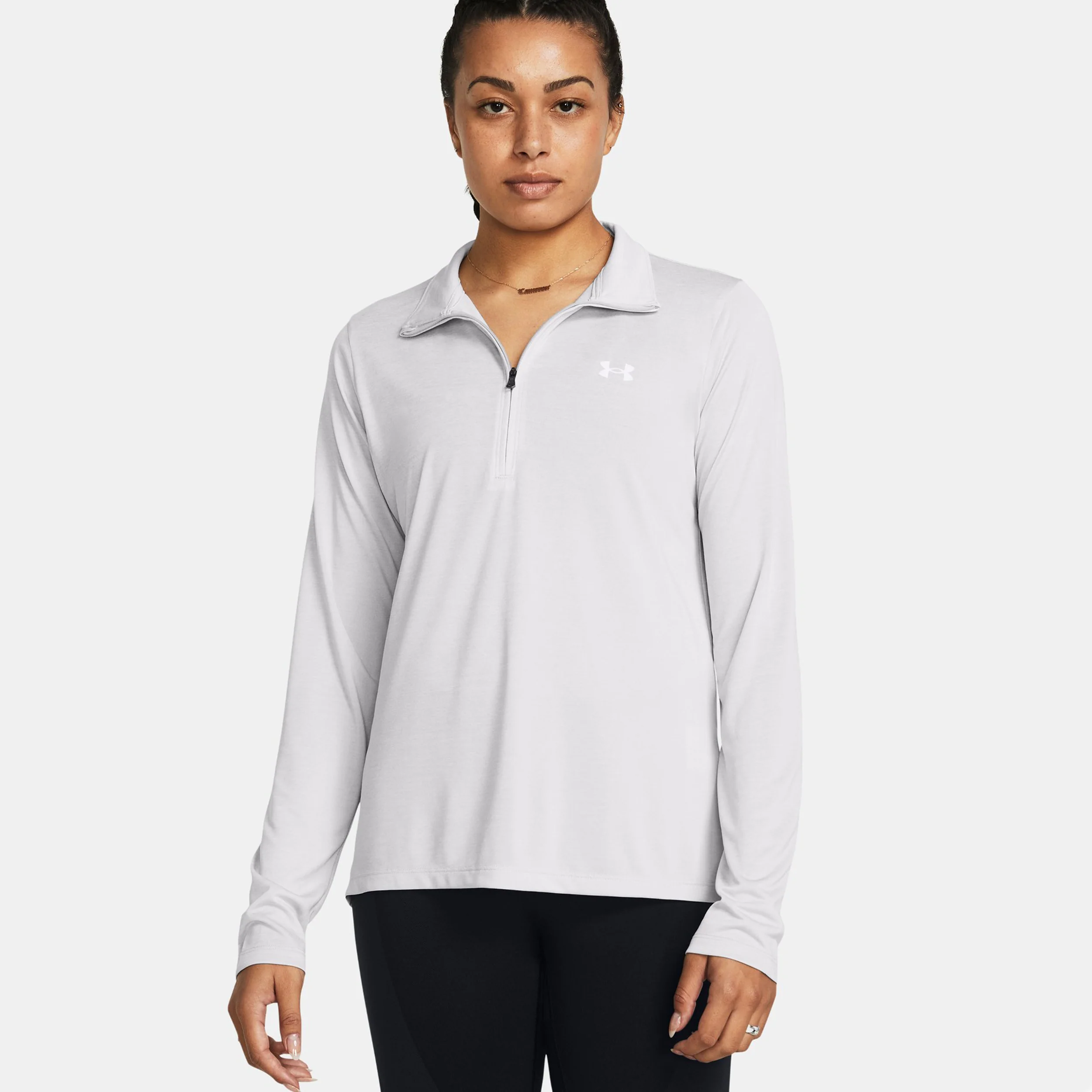Tech Half-Zip Twist Haut Manches Longues Femmes-Gris - Image 3