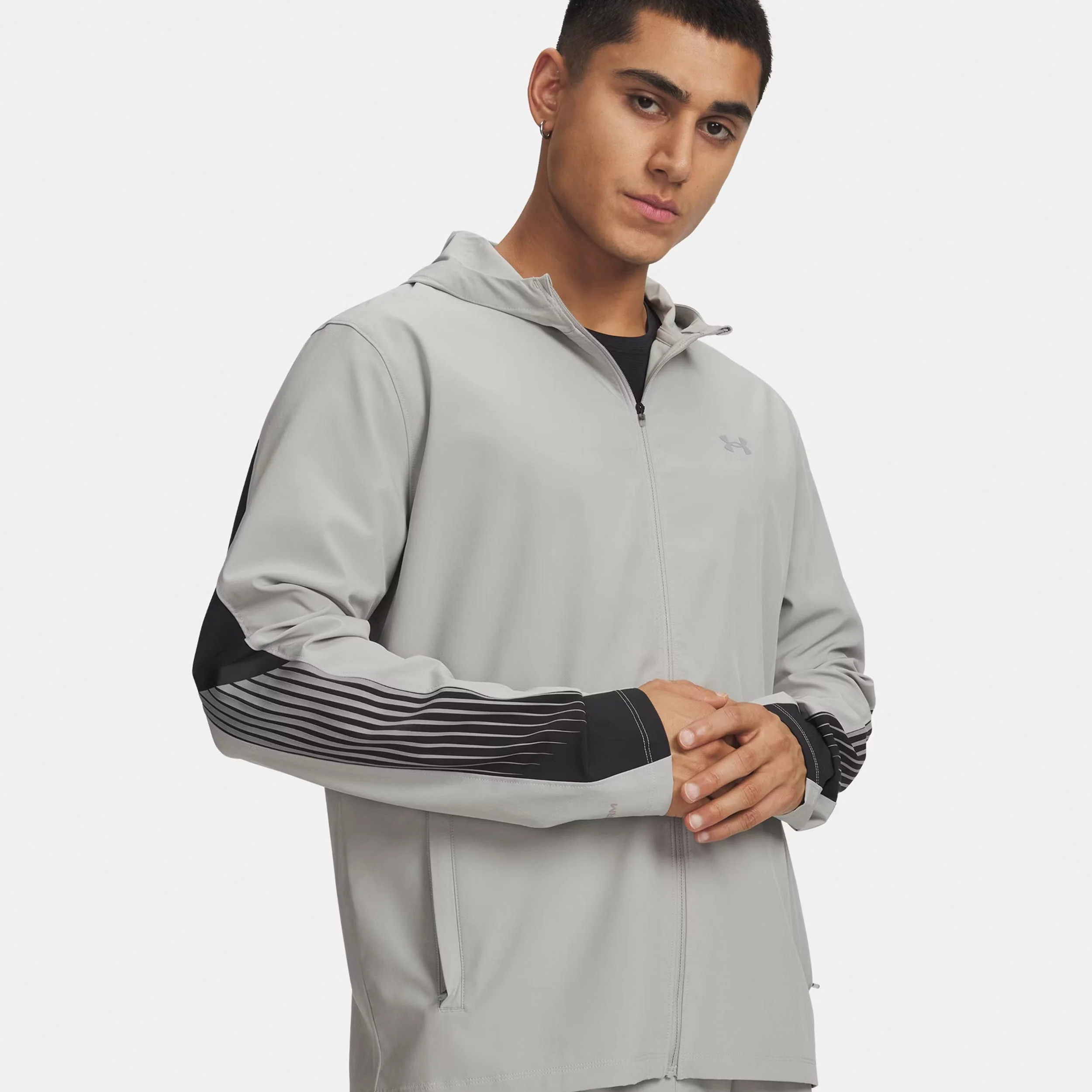 Velociti Storm Hooded Veste running Hommes-gris, noir
