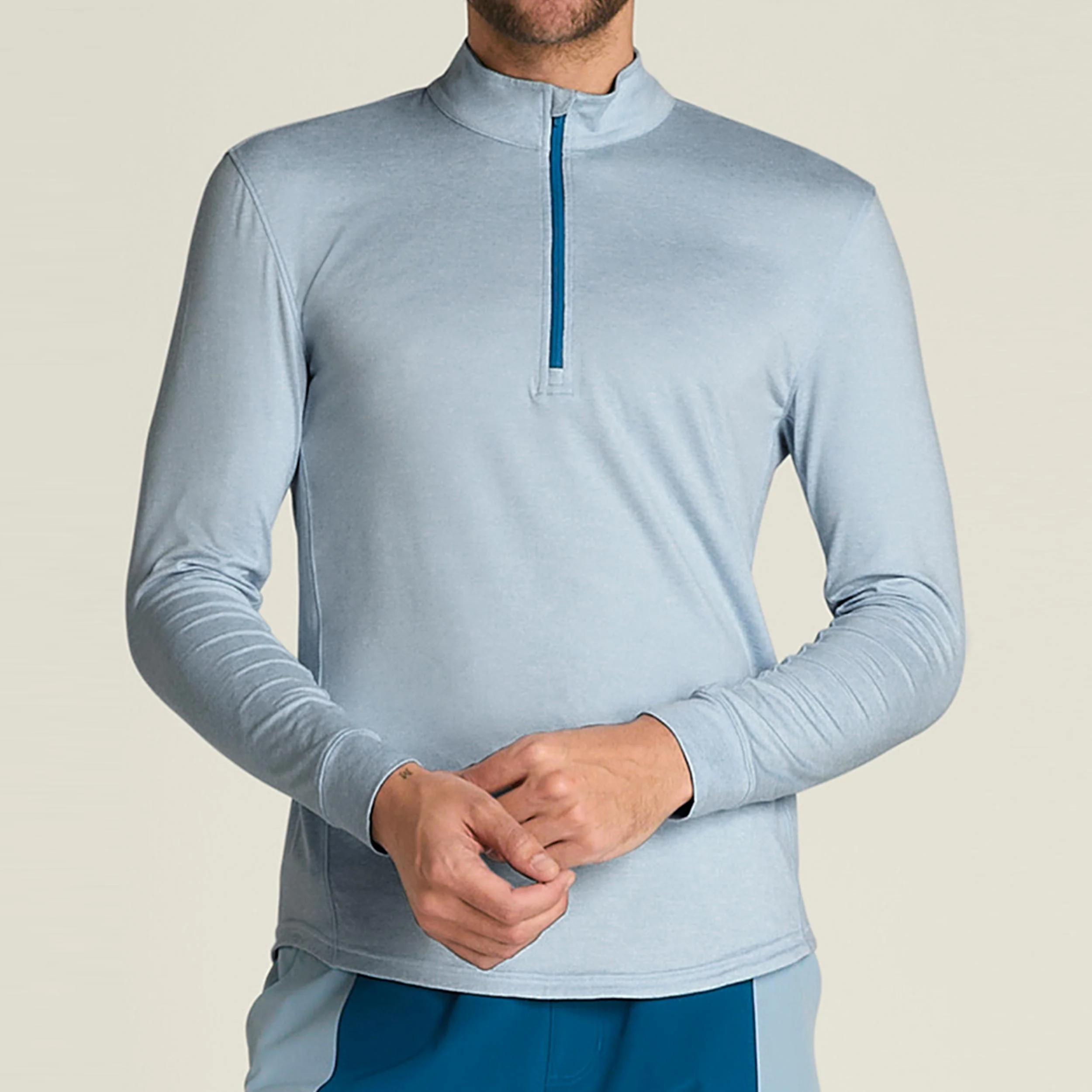 Everyday Performance Half-Zip Haut manches longues Hommes-bleu gris