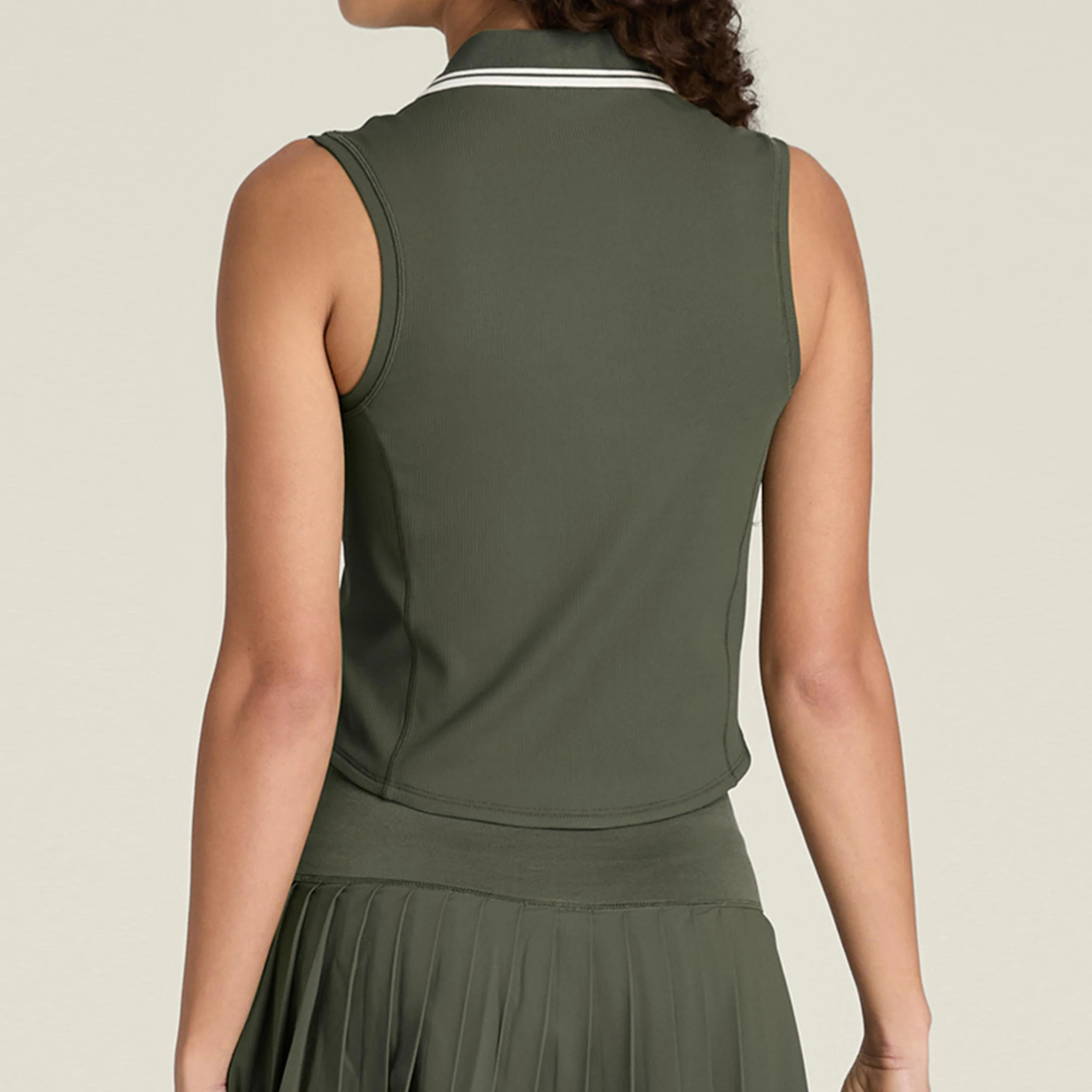 Rib Polo Femmes-vert foncé - Image 2